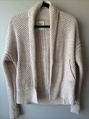 Abercrombie & Fitch Neutral Cream Open-Front Shawl Collar Cardigan